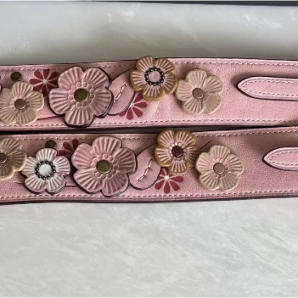 HELP ME FIND A COACH TEA ROSE APPLIQUE PEONY PINK LEATHER NOVELTY STRAP 22887 - Picture 7 of 7